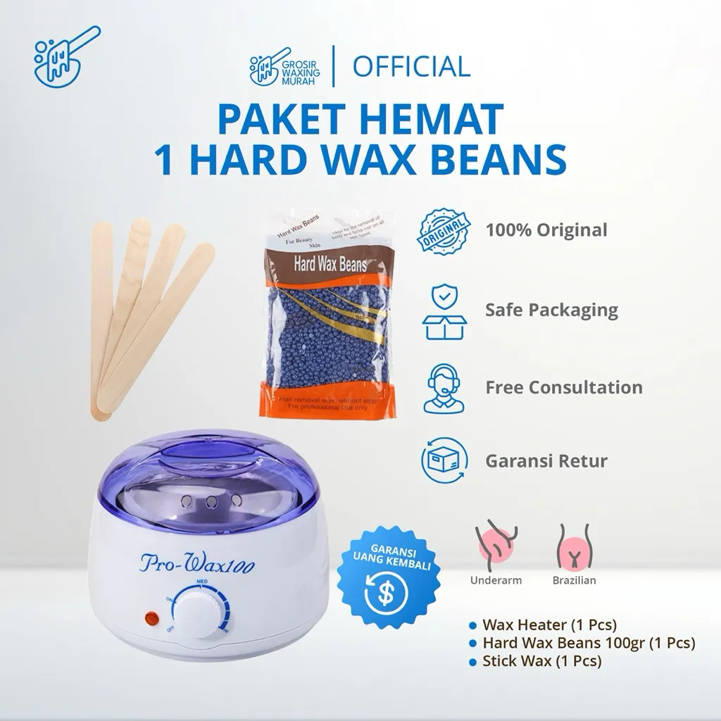 Paket Hemat Hard Wax Beans / Waxing Kit Lengkap Hard Wax Beans