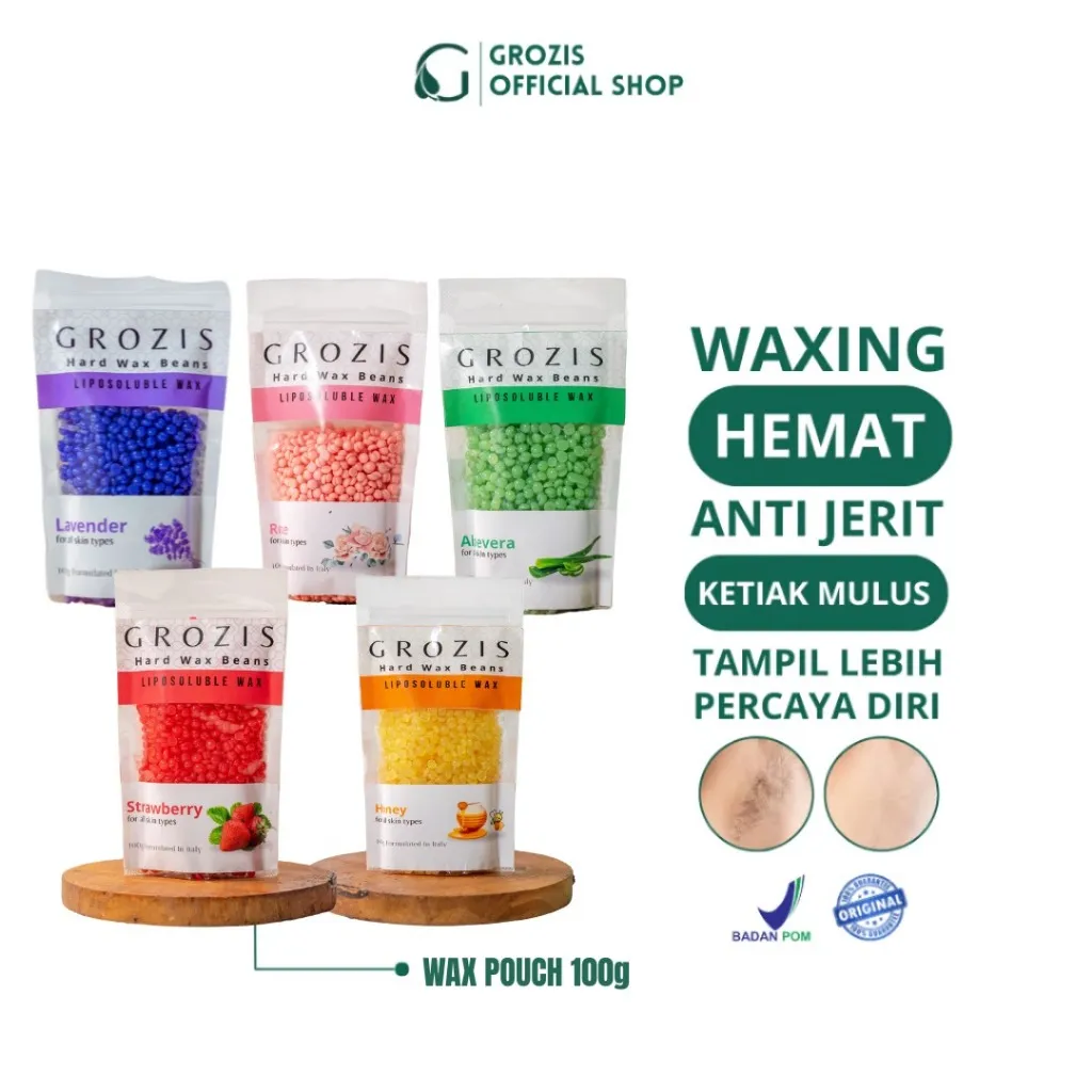 GROZIS  Waxing Penghilang Bulu Wax Beans Brazilian - POUCH 100G
