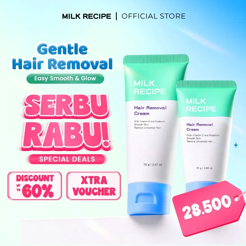 Milk Recipe Hair Removal Cream 70gr - Cream Pembersih Bulu Hanya 5- 8 Menit Krim Perontok Bulu Waxing Pencukur Penghilang Bulu hair removal cream pembersih bulu hair removal ketiak krim perontok bulu ketiak pencukur bulu