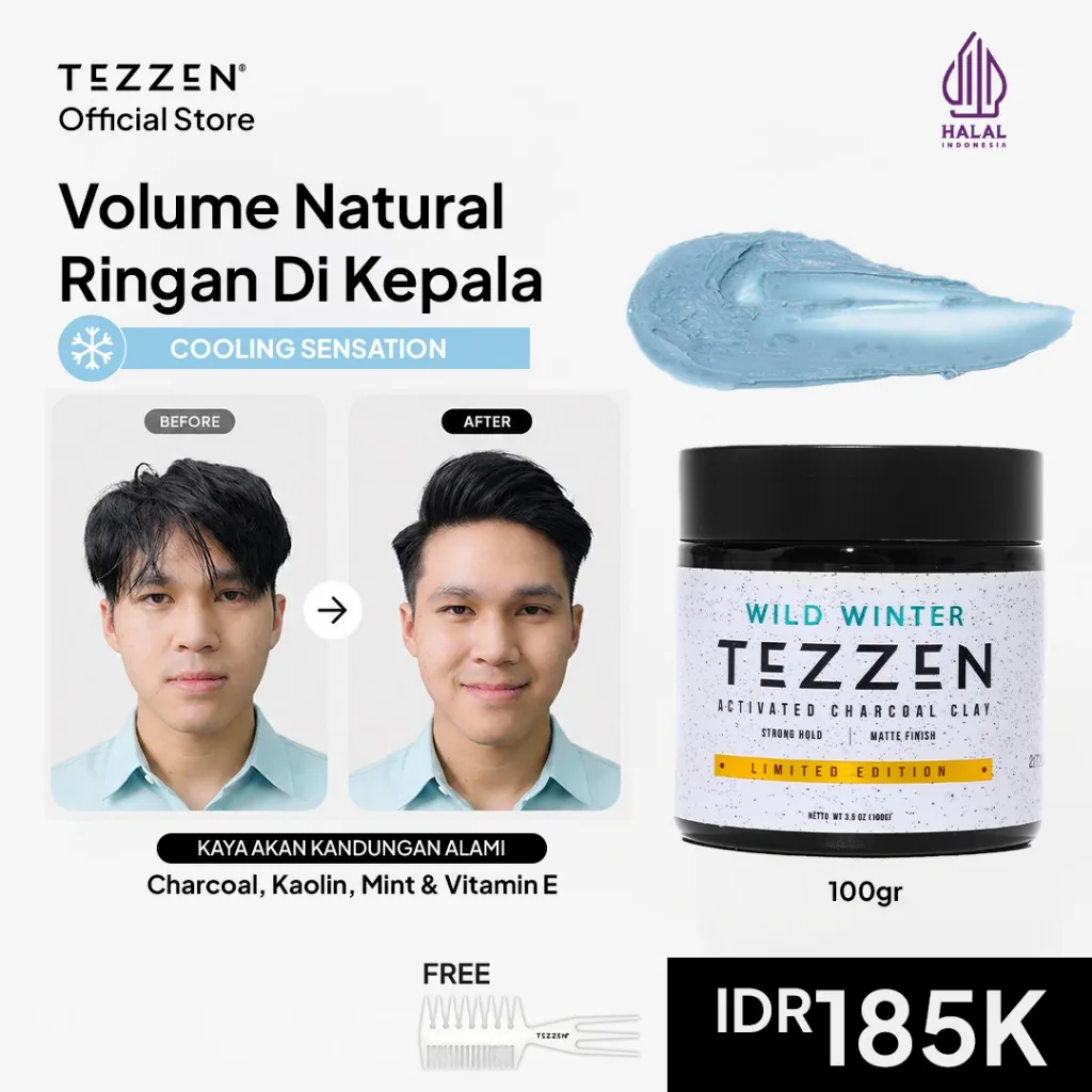 Tezzen Wild Winter Limited Edition - Charcoal Clay dengan Sensasi Dingin Rambut Keren Rambut Sehat
