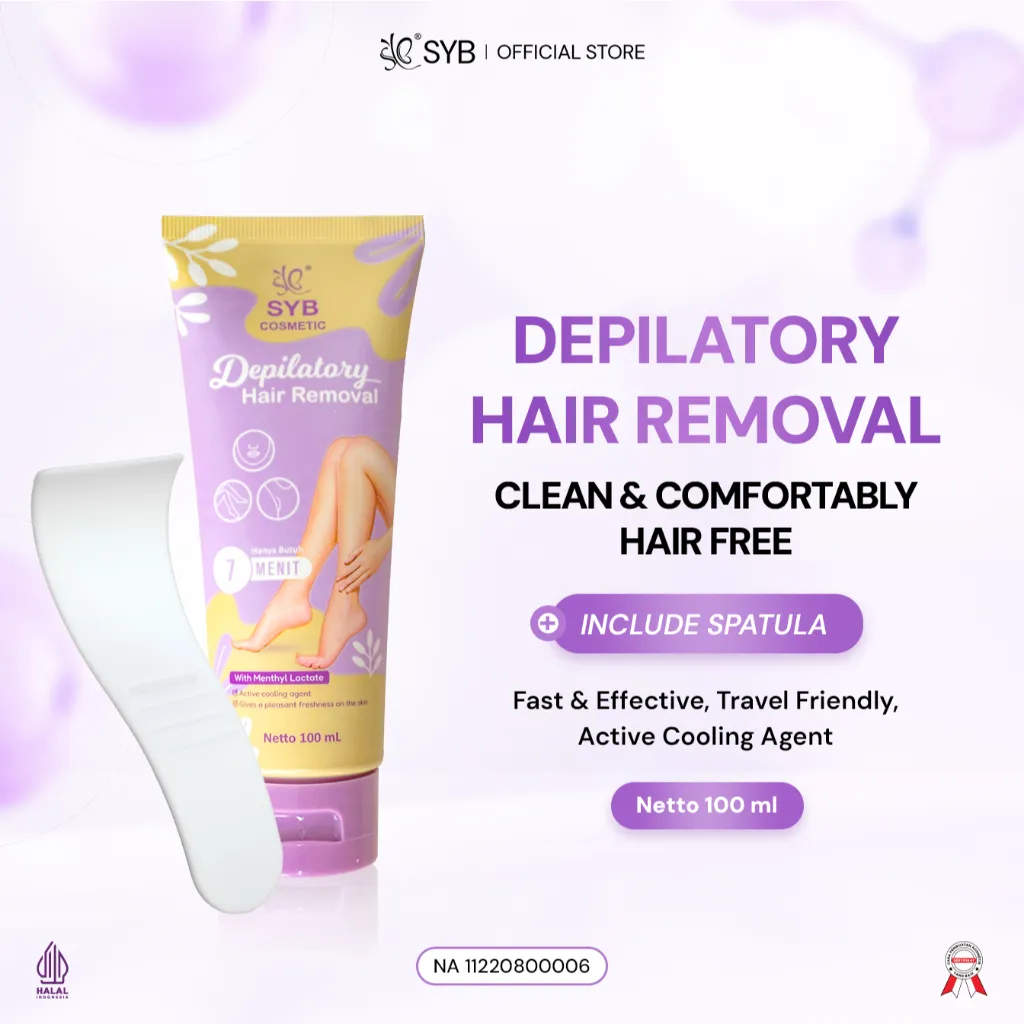 NEW SYB [Depilatory Hair Removal Cream 100 ML] — Krim Penghilang Bulu Praktis dengan Hasil Cepat Hanya 7 Menit & Minim Bau Amonia