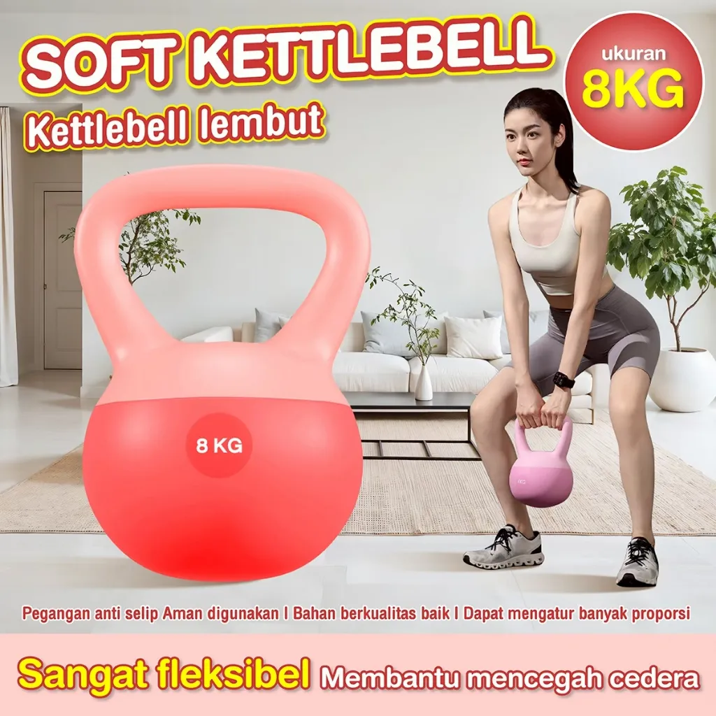 COD Kettlebell Lunak 4/6/8kg | Dumbell Set Peralatan Kebugaran Rumah Latihan Beban Otot Pria Wanita