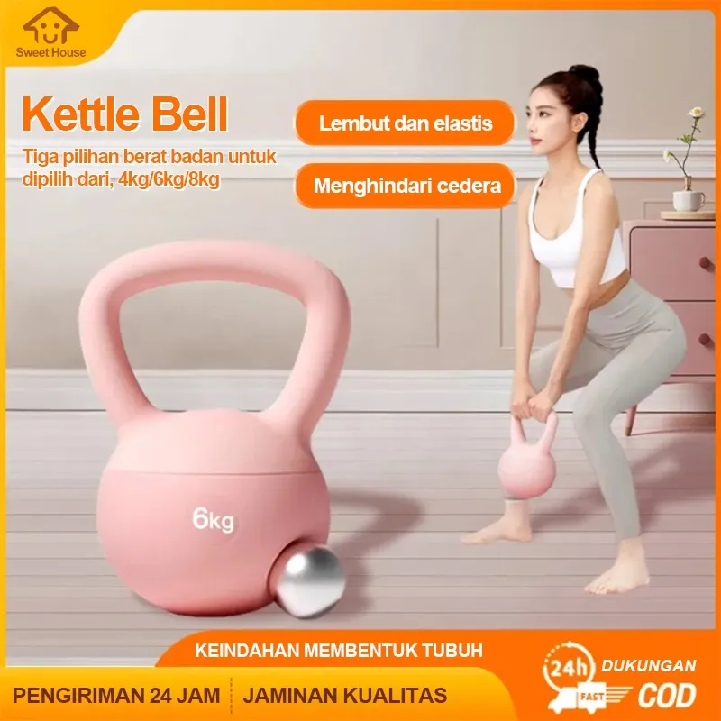 Kettlebell Lunak 4/6/8kg | Pengurangan lemak dan pembentukan tubuh  |  Lembut Dumbbell Wanita Dumbel Kebugaran Rumah Latihan Beban |Yoga Squat Dumbbell | Peralatan Pelatihan Pantat