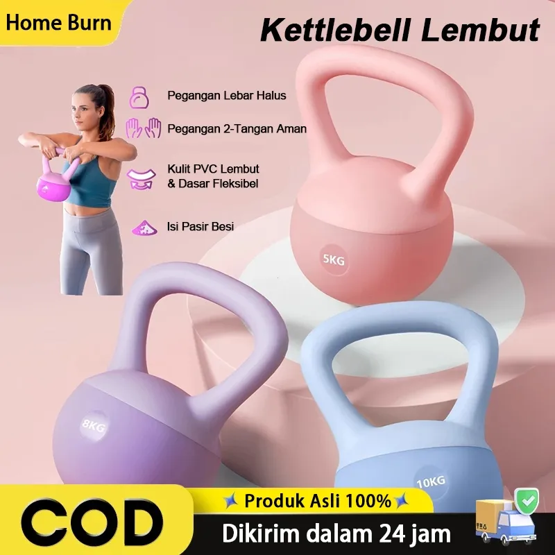Kettlebell Lunak 4/6/8KG/Olahraga Kebugaran/Yoga Squat Dumbbell/Peralatan Kebugaran Rumah/Lembut Dumbbell Wanita Dumbel