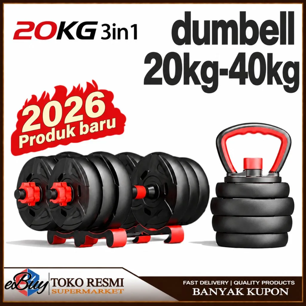 e-Buy Dumbbell Barbell Peralatan Fitness Set 20 Kg Dapat Dihubungkan Ke Lift Bar 6 In 1 Barbel Kettlebell Multi-fungsi