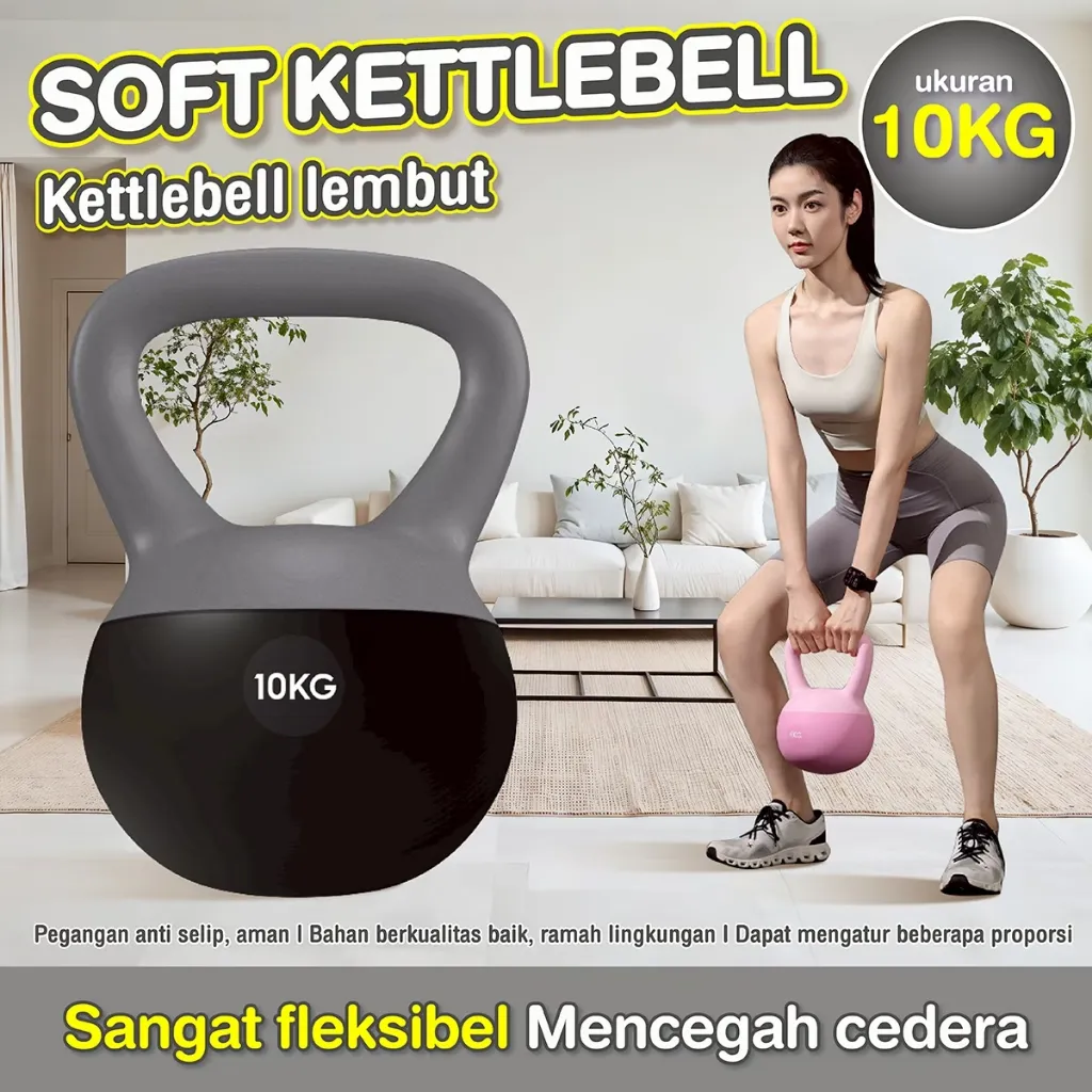 Kettlebell Lunak Pria Wanita Black Series | Dumbell Set Peralatan Kebugaran Rumah Latihan Beban Otot