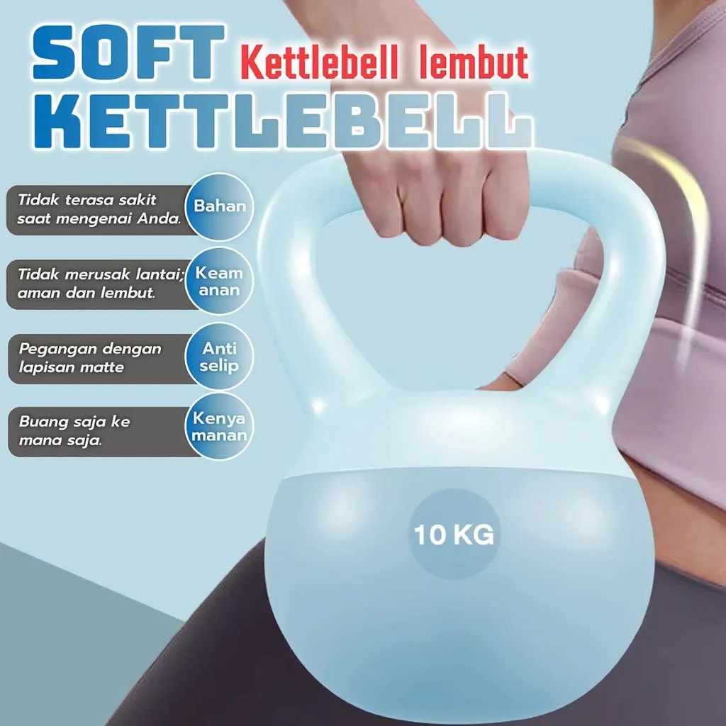 COD Kettlebell Lunak 10KG | Dumbell Set Peralatan Kebugaran Rumah Latihan Beban Otot Pria Wanita