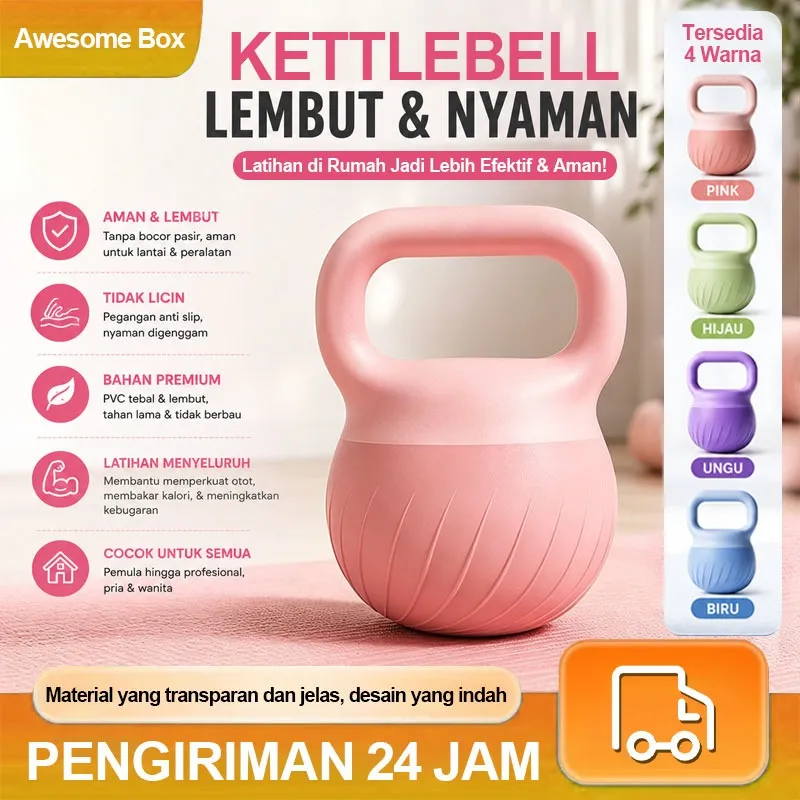 Awesome Box Kettlebell Lunak 4kg/6kg/8kg Dumbel Squat Peralatan Kebugaran Rumahan Kettlebell Untuk Latihan Kekuatan