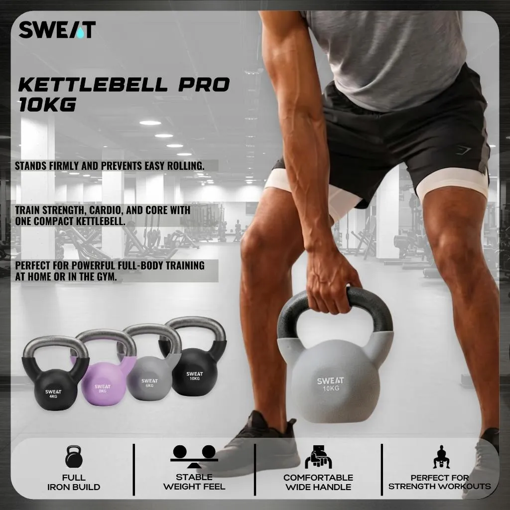 SWEAT - Kettlebell Pro 10KG | Barbell Dumbbell Angkat Beban Premium Anti Slip - Dumbell Alat Latihan Beban Olahraga, Fitness, Gym, Home Workout