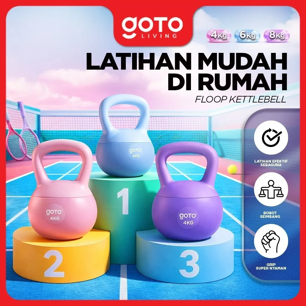 (Best Offer) Goto [COD] Floop Kettlebell Alat Angkat Beban Otot Peralatan Kebugaran Rumah Latihan Beban