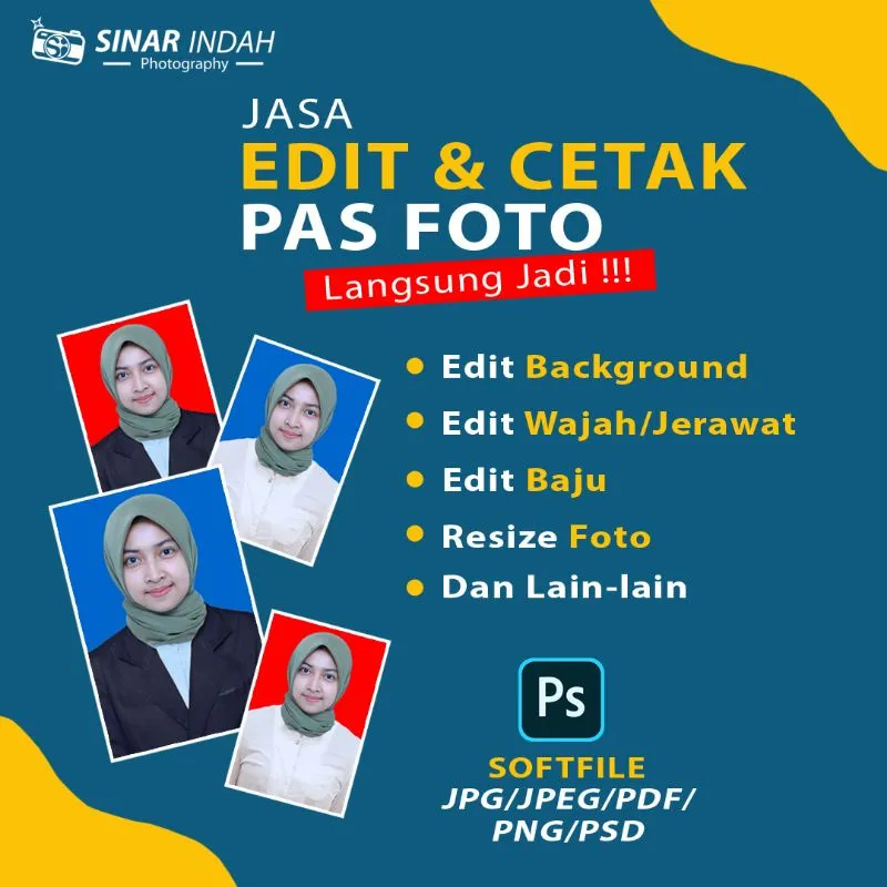 Edit Pas Foto / edit baju jas / edit background /edit wajah