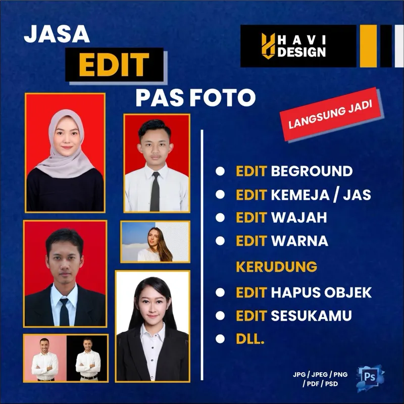 jasa edit pas foto / edit baju jas / edit biground / edit wajah / edit kemeja / edit custom
