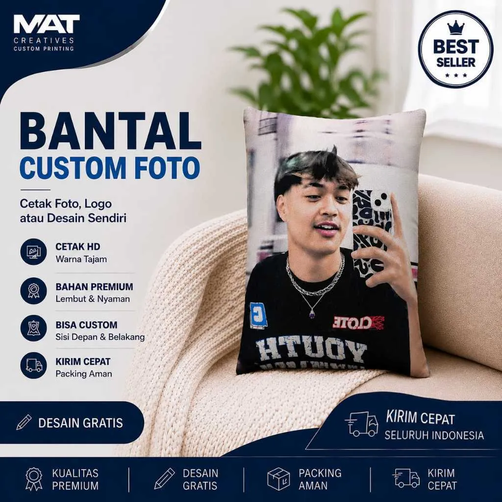 Bantal Custom Foto Ukuran 30x40 Desain Bebas | GRATIS TAMBAH NAMA DAN EDITING FOTO