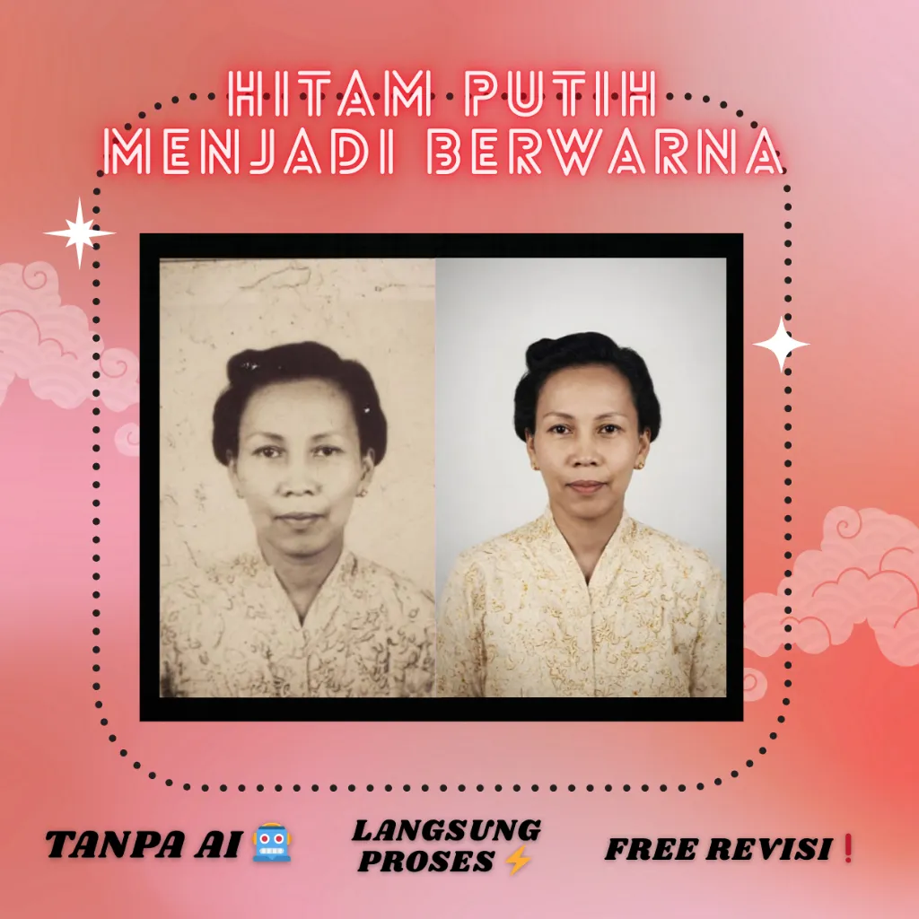 (PREMIUM) PROFESIONAL EDIT FOTO HITAM PUTIH MENJADI BERWARNA/RESTORASI FOTO RUSAK/PROFESIONAL EDITING/MEMPERBAIKI FOTO/FOTO JADUL/FOTO RUSAK JADI BARU/EDIT FOTO PROFESIONAL/EDIT PROFESIONAL PHOTOSHOP/EDIT KEKINIAN/REMAKE FOTO/RESTORASI FOTO JADUL