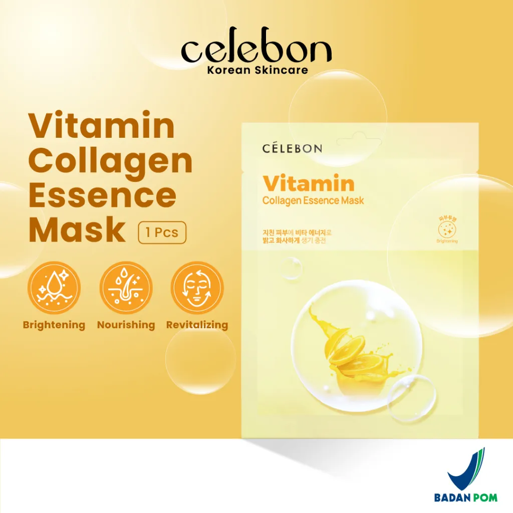 CELEBON — Vitamin Collagen Essence Mask | Sheet Mask Menutrisi & Mencerahkan 1PCS