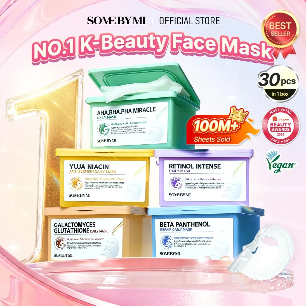 [BEST SELLING] SOME BY MI DAILY MASK 30 SHEETS COLLECTION (Miracle/Yuja/Retinol/Glutathione/BetaPanthenol)