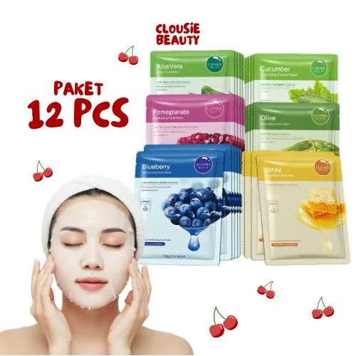 [BPOM] PAKET 12 PCS ELDORE Beauty Sheet Mask - Masker Wajah