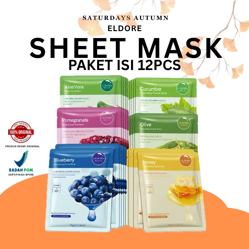 [BPOM] PAKET 12PCS ELDORE Sheet Mask - Masker Wajah