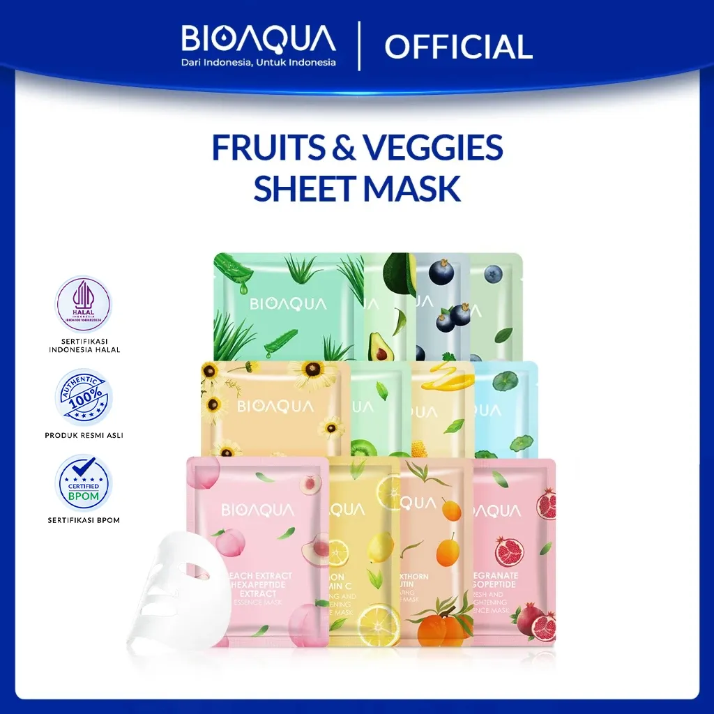 BIOAQUA Natural Skin Care Mask Masker Sheet / Mask Sheet / Masker Wajah Memutihkan Anti-Acne Hyaluronic Acid Hydrating Essence Face Mask