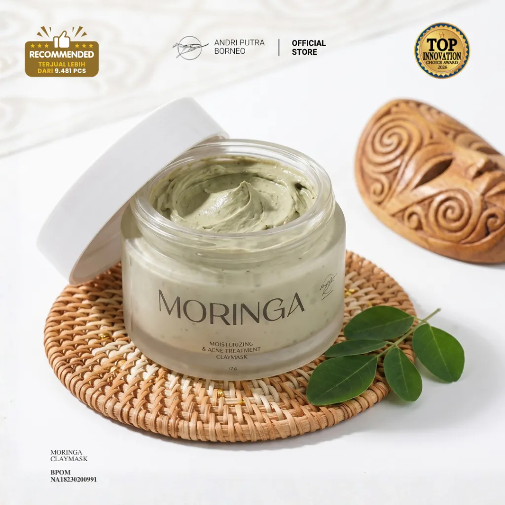 Masker Daun Kelor Kalimantan | Pemenang Top Innovation Award 2026 | Atasi Jerawat & Bersihkan Energi Negatif | BPOM | APB Moringa Claymask 50g