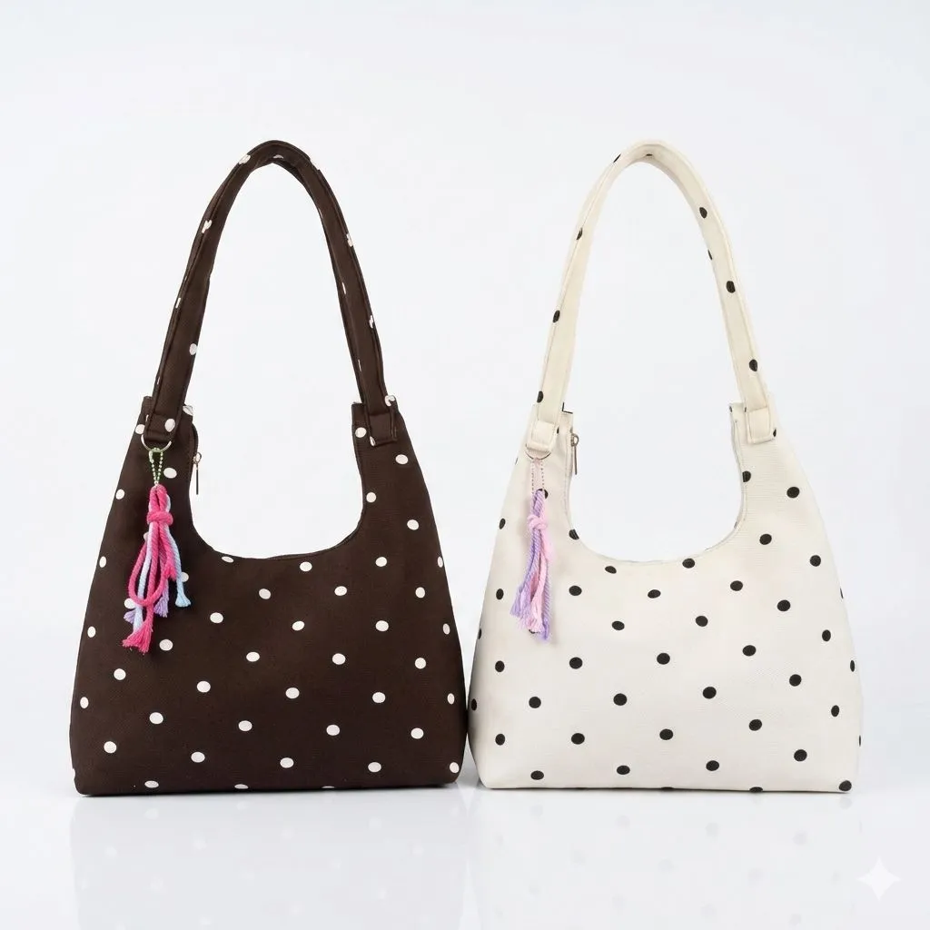 (QUEENBAGS) Rukka Polka Bag - Tas Shoulderbag / Totebag Wanita Polkadot New