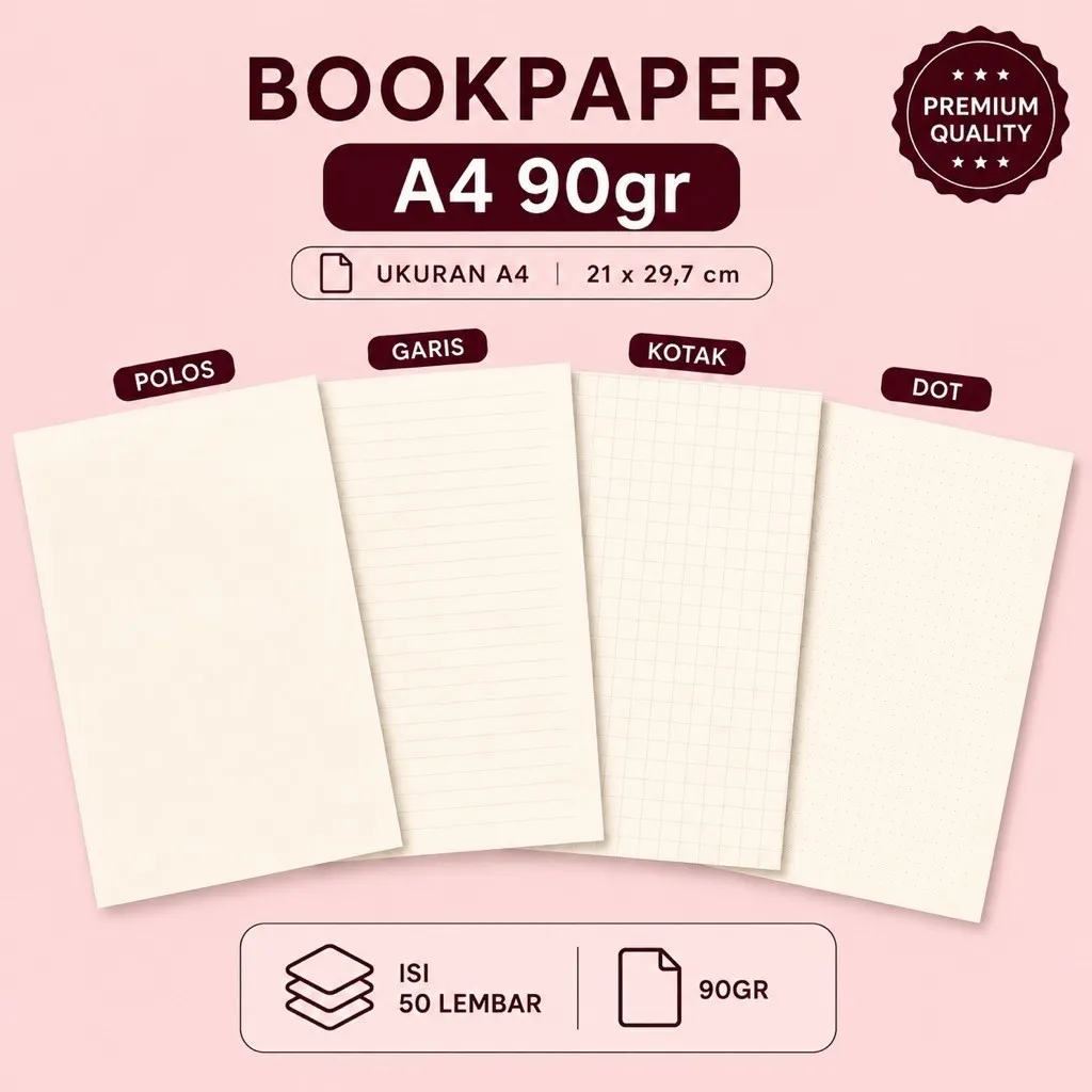 Kertas UKURAN A4 tanpa lubang- Bookpaper 90 gsm