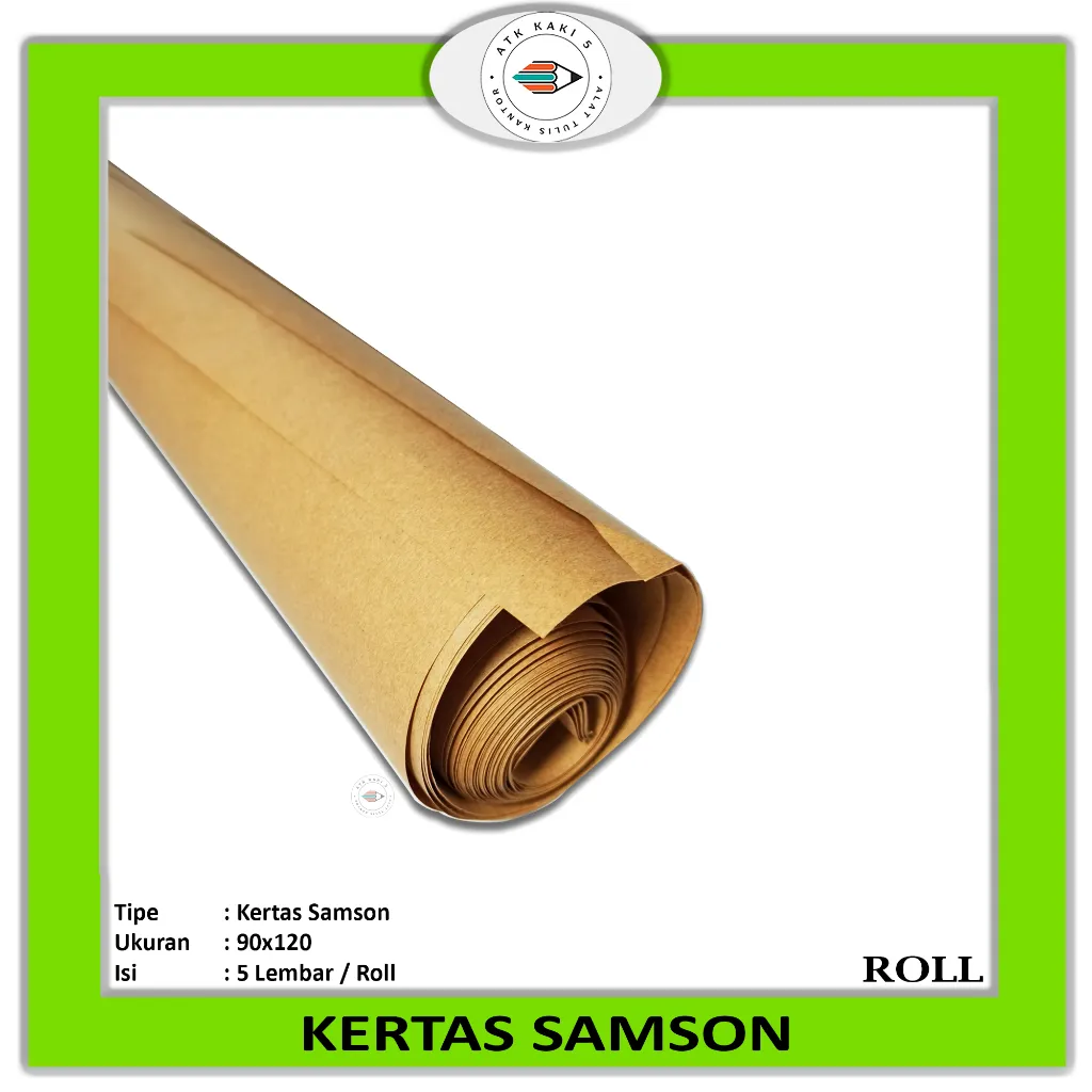 SAMSON - Kertas Samson Coklat Tebal 90 x 120 CM - Per 5 Lembar - Roll