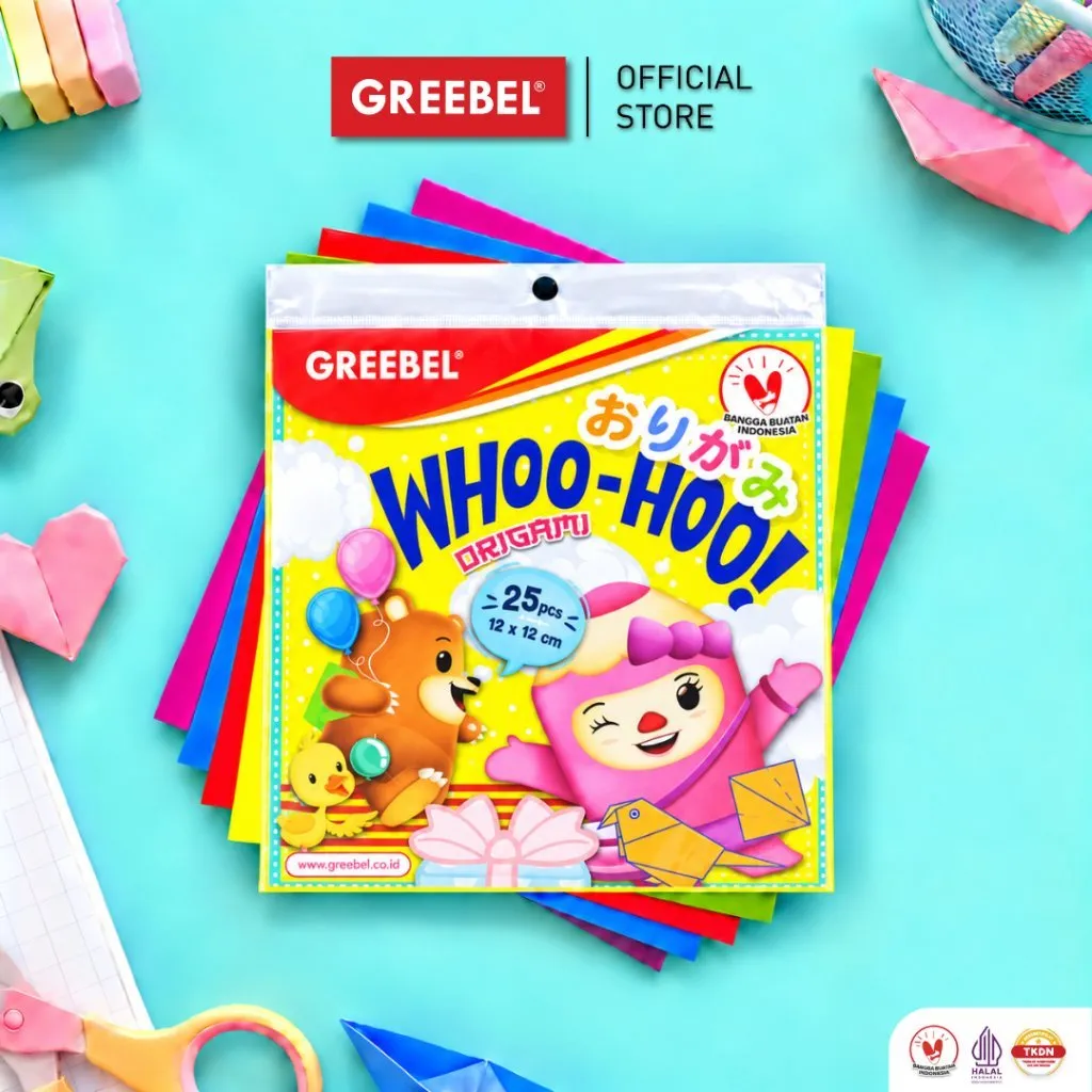 GREEBEL Origami Kertas Lipat / Paper Craft 5 Warna isi 25 Lembar