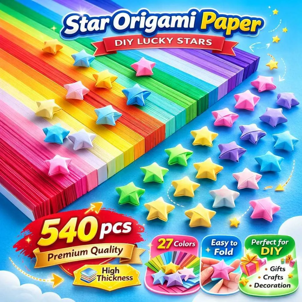 540pcs Kertas Origami Bintang Diy Berwarna Star Paper Craft Handmade Material Craft Kerajinan Bintang & DIY