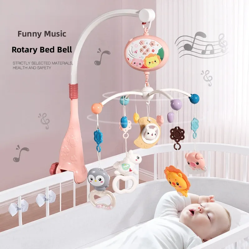 NODIA Crib Bell Toy/ Musik Multifungsi Rotasi Tempat Bell Samping Tempat Tidur/ Mainan Bayi Yang Baru Lahir Menenangkan/Bayi Remote Control Bed Bells/Crib Hanging Toys/Mainan Tidur Bayi