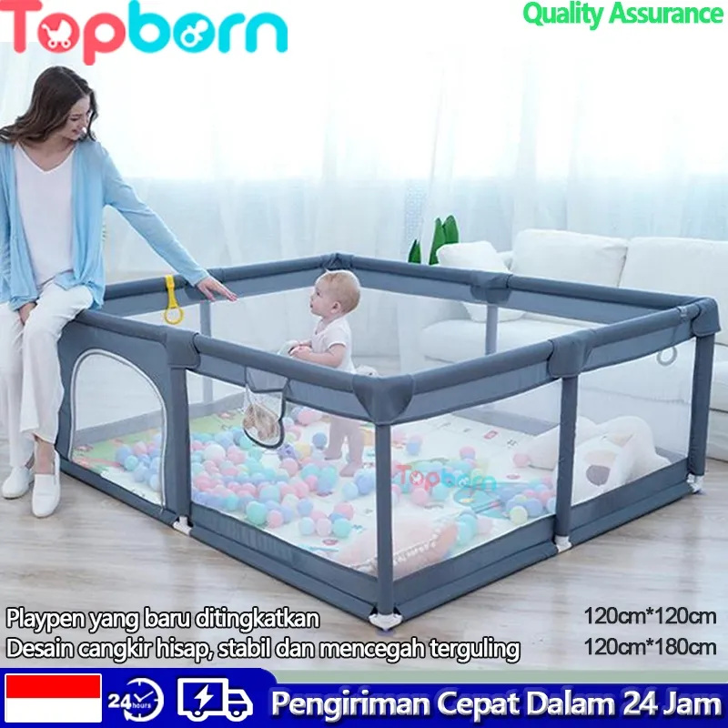 Topborn Playpen Bayi Tempat Tidur Bayi Area Bermain Keluarga Untuk Bayi Dipasang Dengan SuctionCup di Keempat Sudutnya Tersedia Berbagai Ukuran Cocok Untuk Bayi Usia 3-36 Bulan