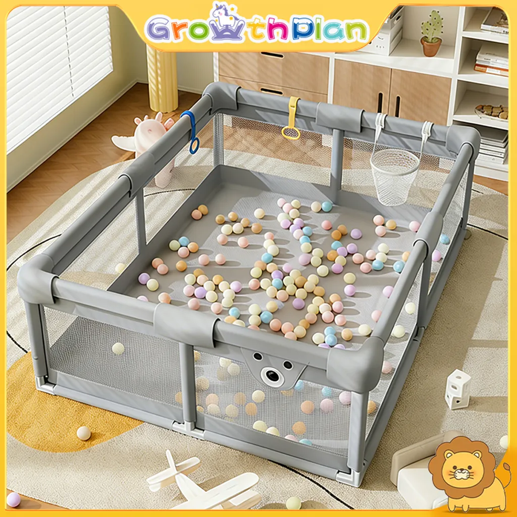 Aman Untuk Digigit Pagar Bayi Bermain Untuk Bayi Pagar Mainan Anak Baby Dengan Rangka Stainless Playpen Pengaman Pagar Tempat Tidur Bermain Besar ruang tamu rumah untuk penggunaan dalam ruangan Lindungi Keselamatan si Kecil