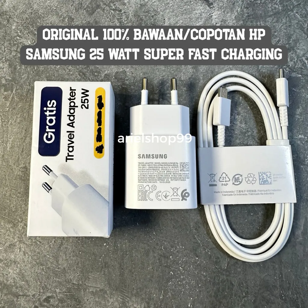 Charger Samsung 25 Watt Original 100% Bawaan/Copotan HP Super Fast Charging Copotan A07 A17