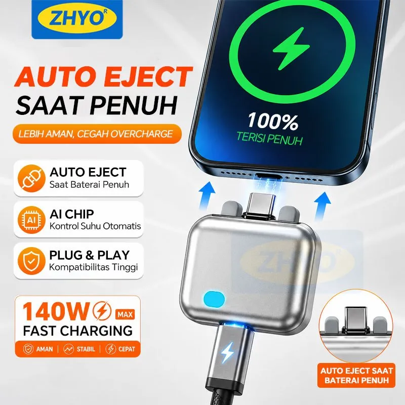 ZHYO KH-51 Pemutus Cas Otomatis 140W Fast Charging Auto Disconnect Anti Overcharge iPhone Android HP Tablet Laptop