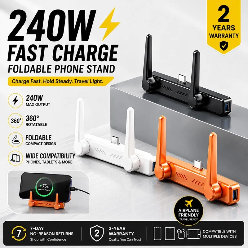 LENTIVEN Adaptor Stand HP Lipat 2 in 1 Type C to iPhone OTG Mini Foldable Phone Stand Adapter Fast Charging Universal Connector Data Cable Converter Gantungan HP Portable Dudukan Smartphone Android iOS ZJ50
