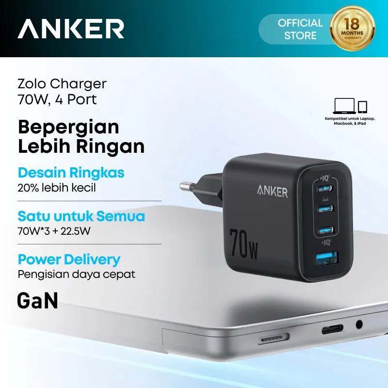 Anker Wall Charger Adaptor GAN Type C for Laptop Macbook Lenovo Dell HP 160W 140W 100W 70W 67W 65W Fast Charging PD - A121C / A121A / A2669 / A2688 / B121B / A2697 / B2697 / A2687