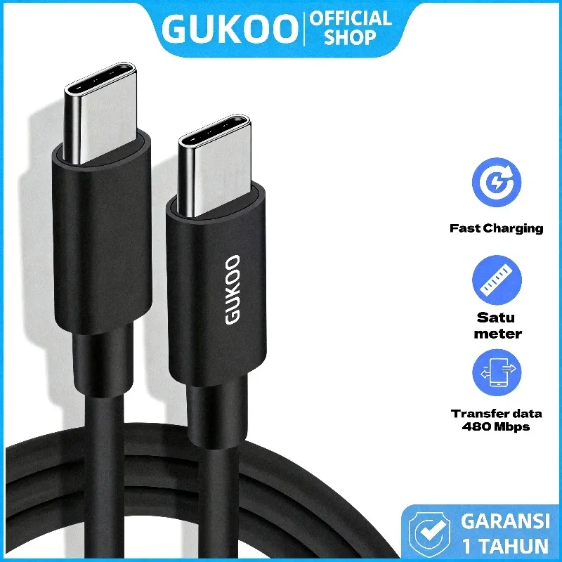 GUKOO KABEL TYPE-C-C 60W FAST CHARGING Kabel Original PD 3.0 - Kompatibel HP Flagship 2021 & Laptop Tipis