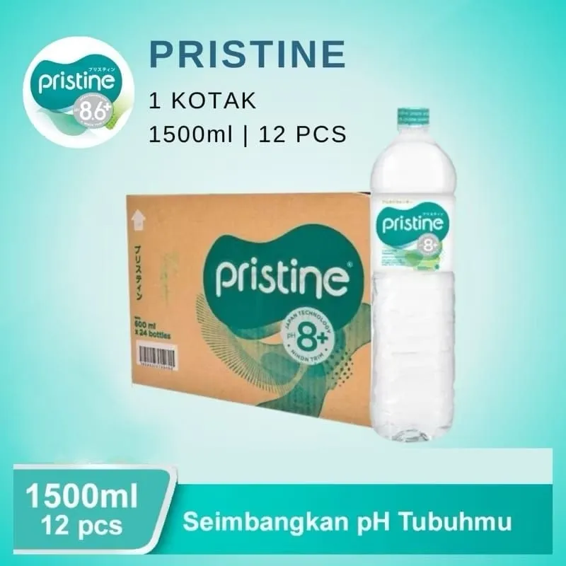 Pristine Water 8+ 1500ml 1 Dus isi 12 Botol