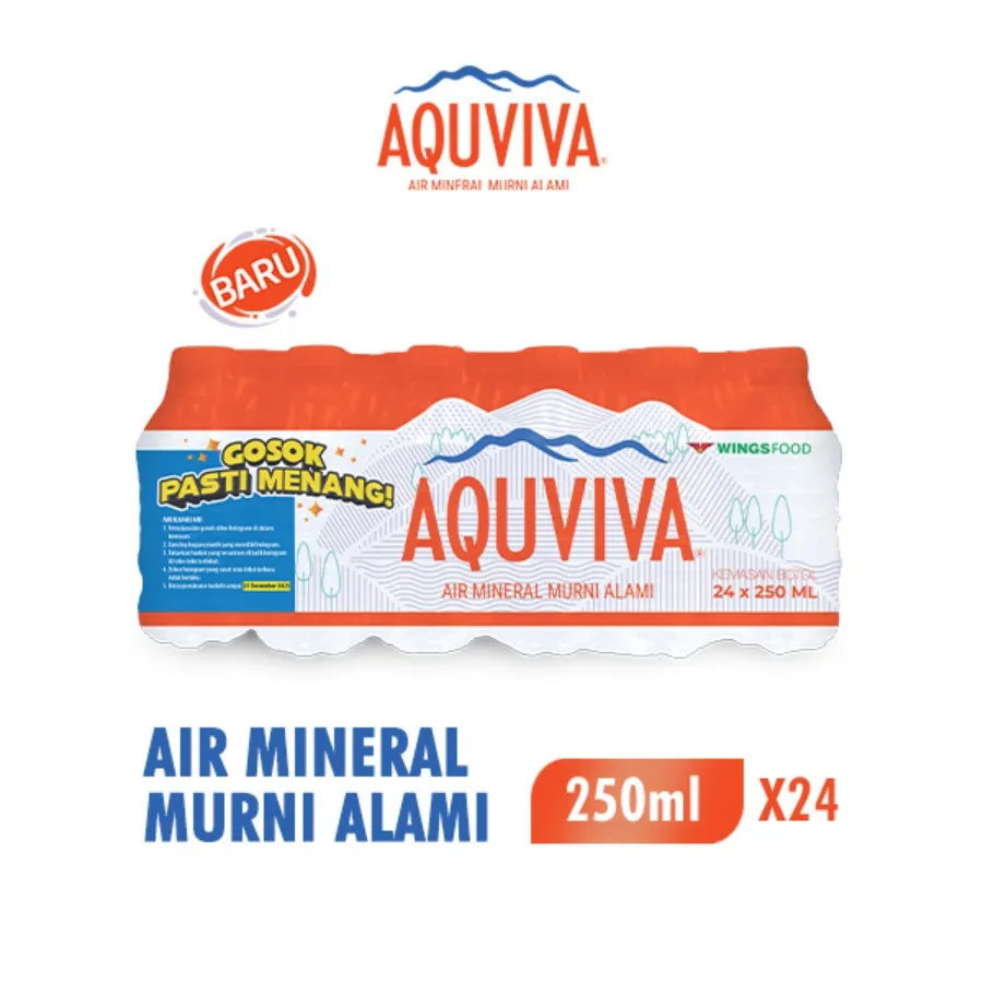 Aquviva Air Mineral Botol Kemasan 250ml Air Murni Alami pak isi 24pcs Minuman Water