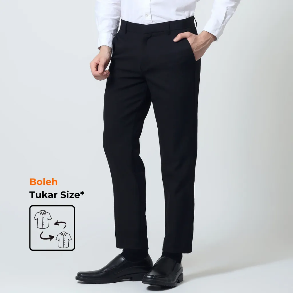 ALMANO Formal Ankle Pants Black / Celana Formal Kantor Slim Fit Panjang Pria Hitam