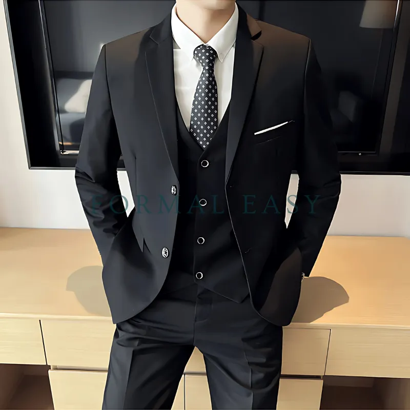 Formal Easy Setelan Jas dan Vest Pria High Quality - Series Black Slimfit