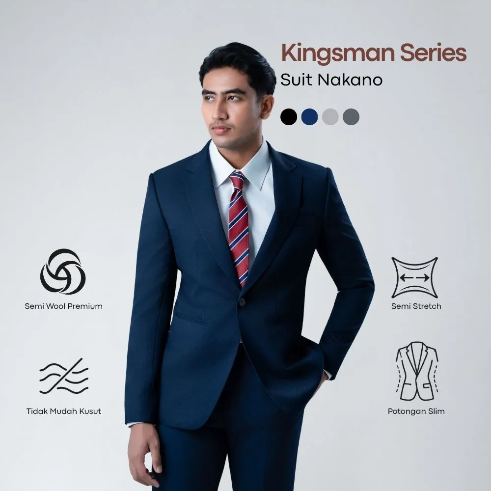 NAKANO KINGSMAN - Setelan Jas & Celana Formal Pria Slim Fit Stretch Premium