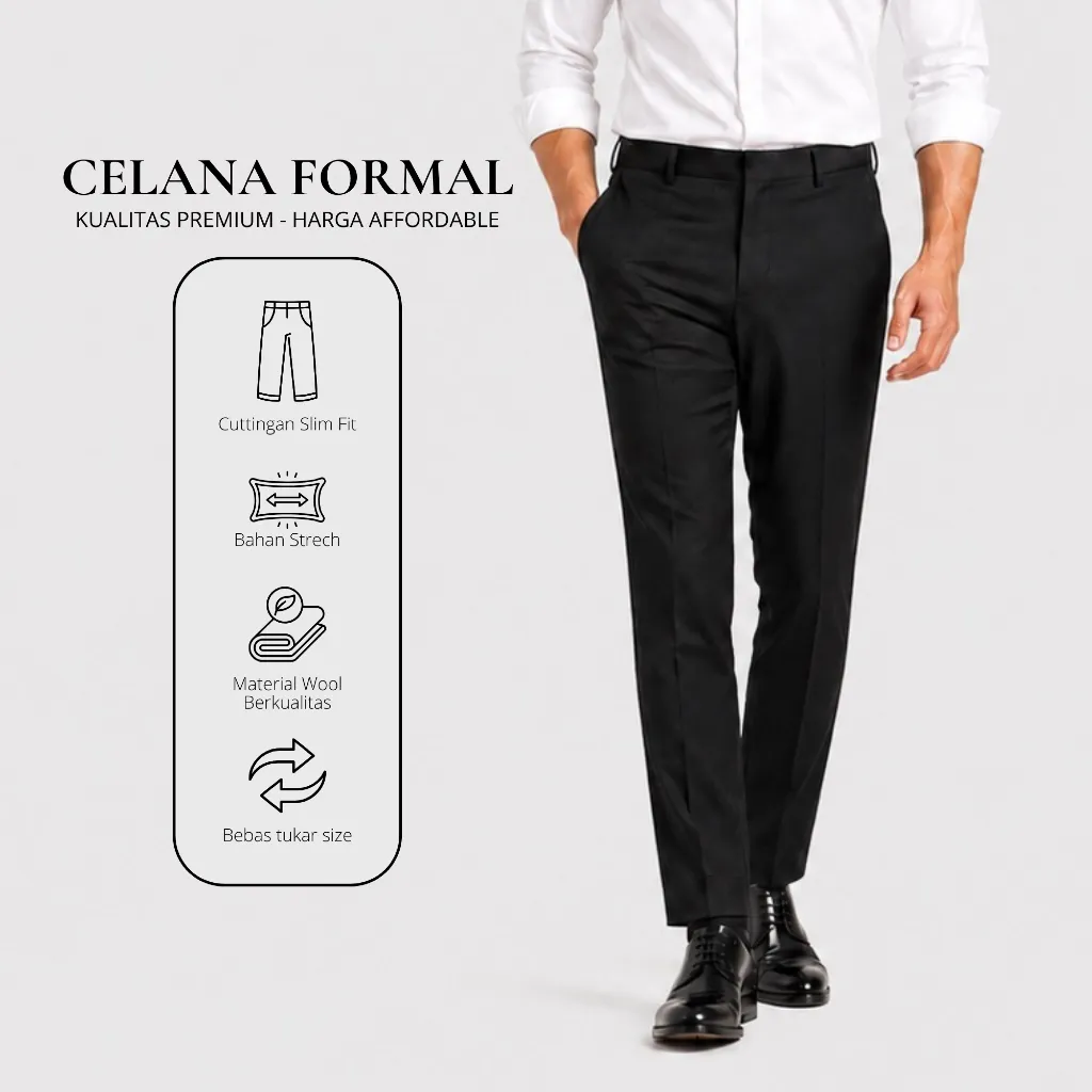 GUTERMANN - Celana Bahan Formal Pria Slim Fit