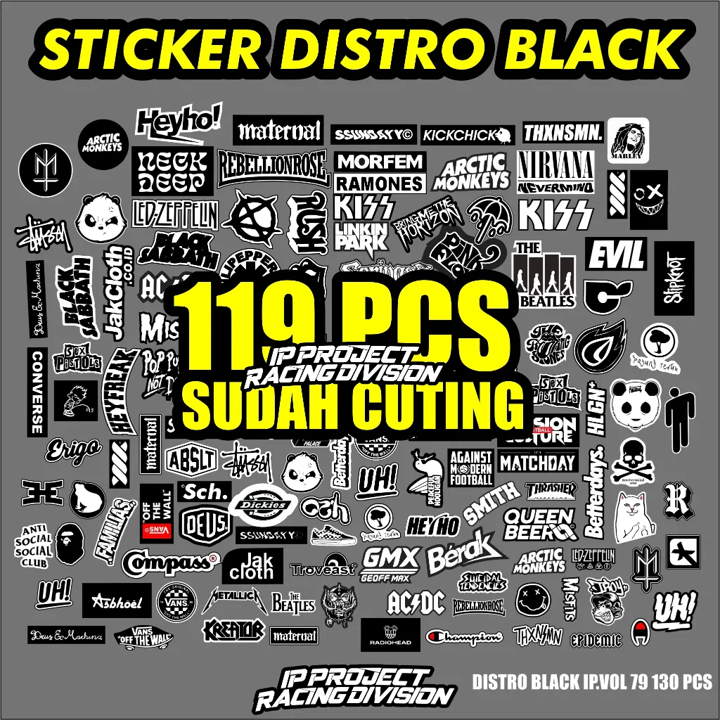 STIKER DISTRO AESTHETIC ISI 119 PCS RANDOM STIKER BAND ANTI AIR UNTUK LAPTOP CASE HP HELM S. VOL 79