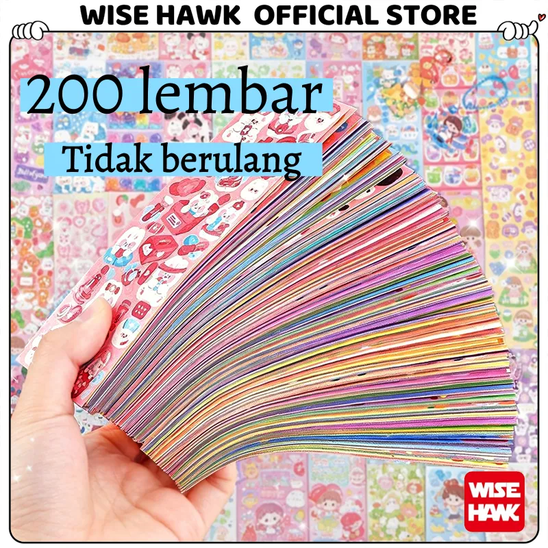 WISEHSWK Stiker Lucu 20/60/100/200 Lembar – Shiny Kartun DIY Sticker Notebook & Dekorasi Stiker Kawaii Aesthetic