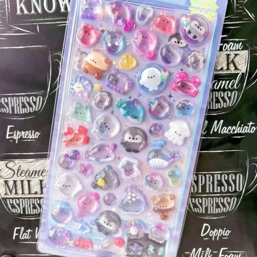 Biru Cool Stiker Timbul Puffy 3D Cute Kawaii Warna Warni untuk Planner dan Diary