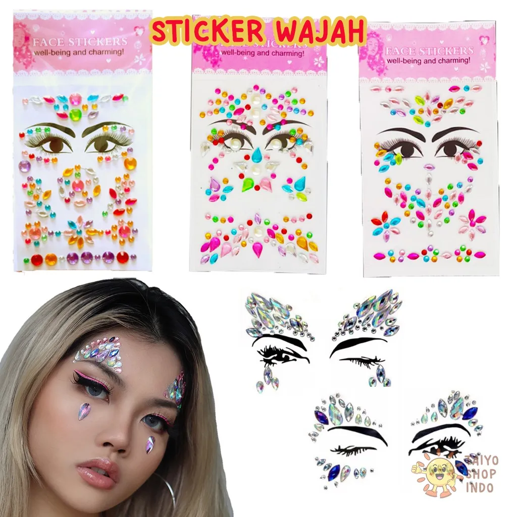 TAIYO Sticker Wajah Muka Anak Diamond Stiker Timbul Aksesoris Fashion Face Gems Crystal Make Up