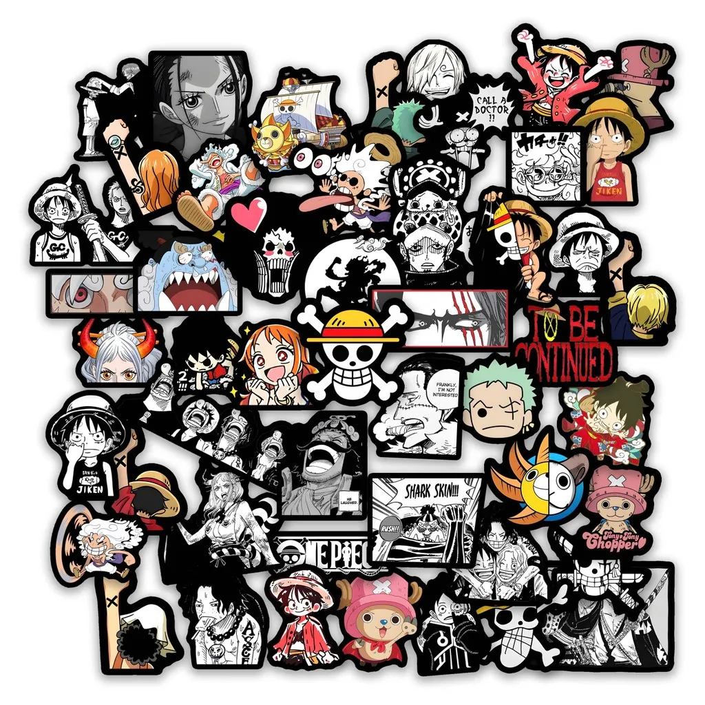 STIKER ONE PIECE HITAM 50 PCS ST100