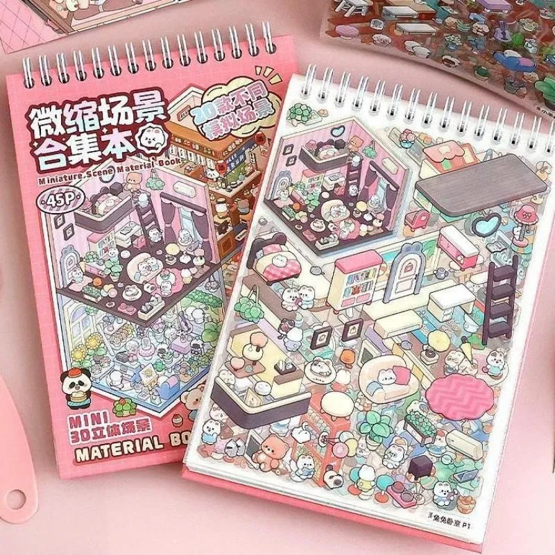Buku Stiker 3D Adegan 45 Lembar Tema Kartun Lucu Beragam Adegan Untuk Relaksasi Hiburan