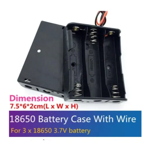 Battery Holder Baterai Case Box 3x 18650 Tempat dudukan Kotak Dengan Kabel Sistem Seri